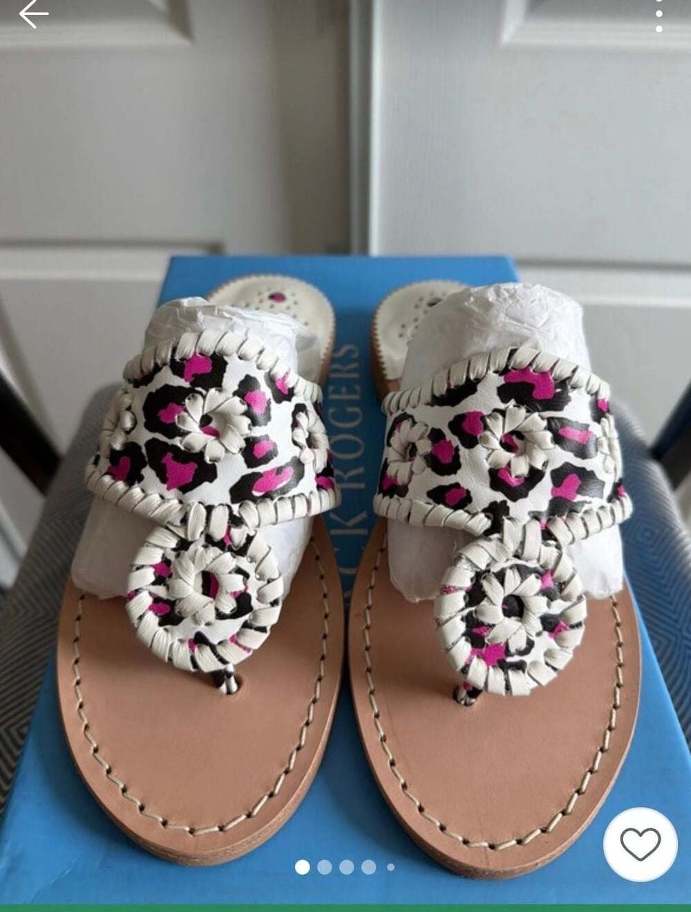 Jack Rogers Jacks Flat Sandal Leopard Neon Pink Size 5M